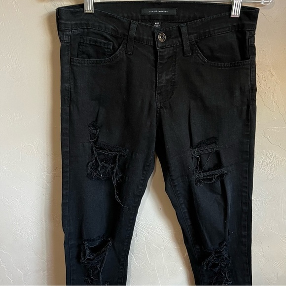 Flying Monkey Black Low Rise Distressed Skinny Denim Jeans - Picture 3 of 10